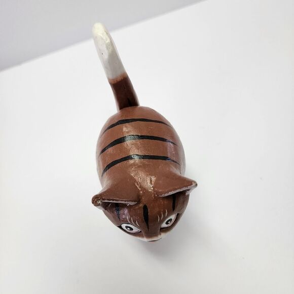 Wood Folk Art Brown with Black Cat Table Decor - Picture 2 of 8